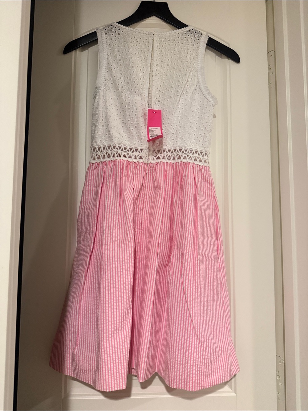 Lilly Pulitzer Alvia Dress Havana Pink Seersucker Eyelet Size 00 NWT $228 - Picture 4 of 5